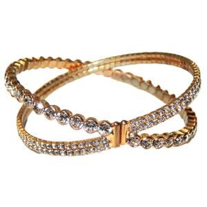 Elegant Night Out Criss Cross Rhinestone Hinged Bracelet
